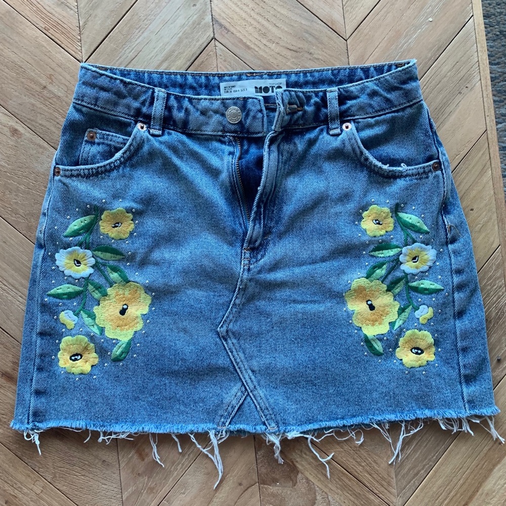 Topshop denim mini skirt